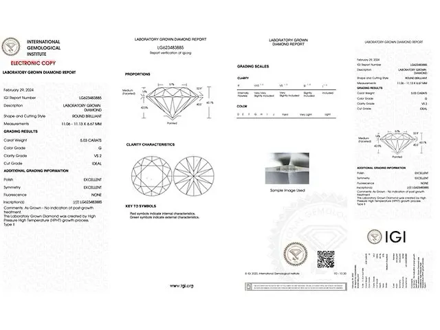 Diamant - 5.03 karaat briljant diamant (igi gecertificeerd) - afbeelding 3 van  5