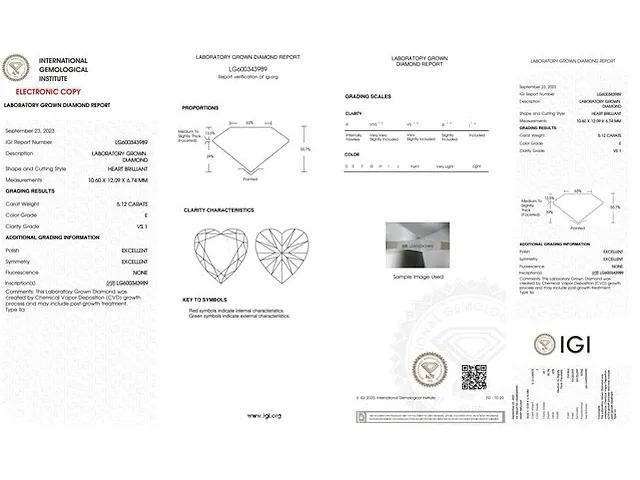 Diamant - 5.12 karaat diamant (igi gecertificeerd) - afbeelding 3 van  6