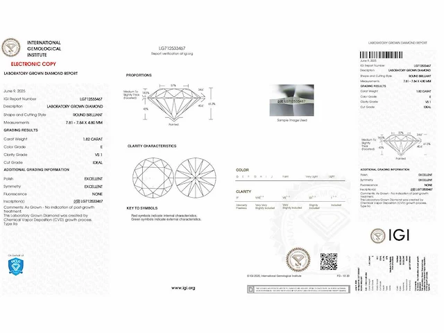 Diamant - circa 1,80 carat - briljant geslepen diamant (gecertificeerd) - afbeelding 8 van  8