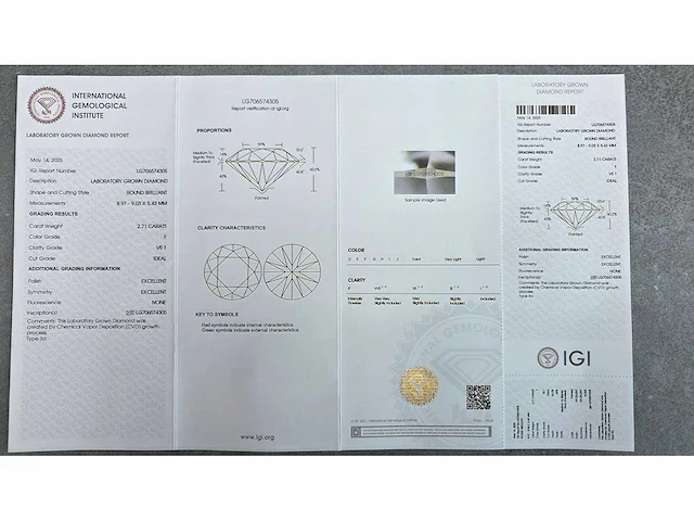Diamant - circa 2,70 carat - briljant geslepen diamant (vs1)(gecertificeerd) - afbeelding 12 van  12