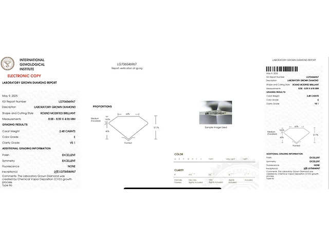 Diamant - exclusive portugeuse cut - 2.48ct ( igi gecertificeerd ) - afbeelding 6 van  6