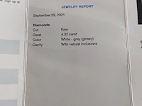 Diamant- 4.32 carat , wit- glanzend grijs - afbeelding 6 van  8
