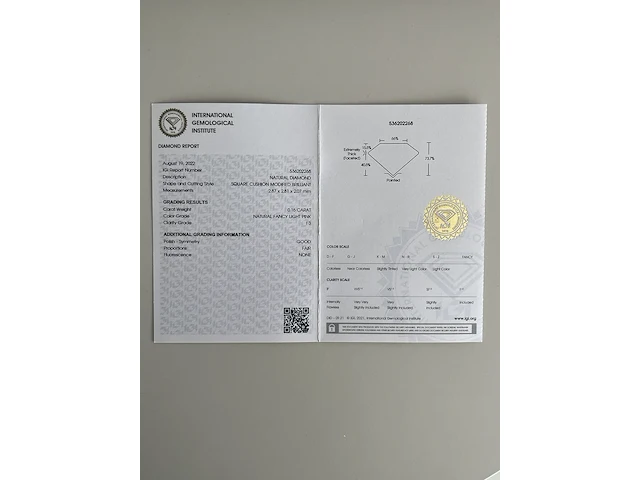 Diamant – 0.16ct (igi gecertificeerd), natural fancy light pink - afbeelding 3 van  3