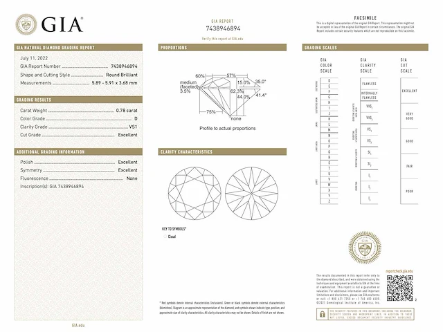 Diamant 0.78 ct - afbeelding 3 van  4