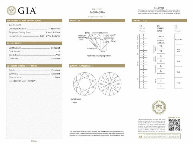 Diamant 0.78 ct - afbeelding 4 van  4