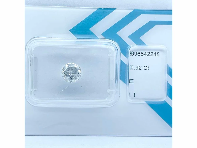 Diamant 0,92 crt. naturel kleur e met certificaat - afbeelding 1 van  5