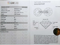 Diamant 0,96 crt. naturel kleur d met certificaat - afbeelding 3 van  6