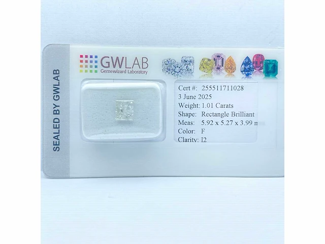 Diamant 1,01 crt. naturel kleur f - afbeelding 1 van  5
