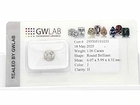 Diamant 1,06 crt. naturel met certificaat - afbeelding 1 van  8