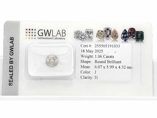 Diamant 1,06 crt. naturel met certificaat - afbeelding 6 van  8