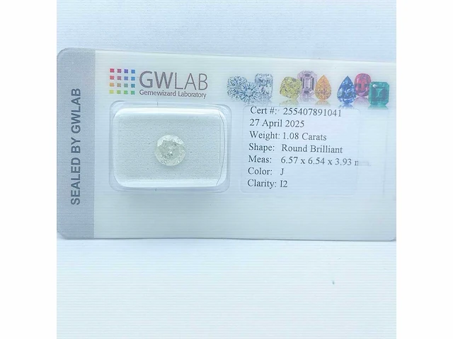 Diamant 1,08 crt. naturel kleur j - afbeelding 1 van  5