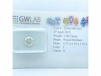 Diamant 1,08 crt. naturel kleur j - afbeelding 4 van  5