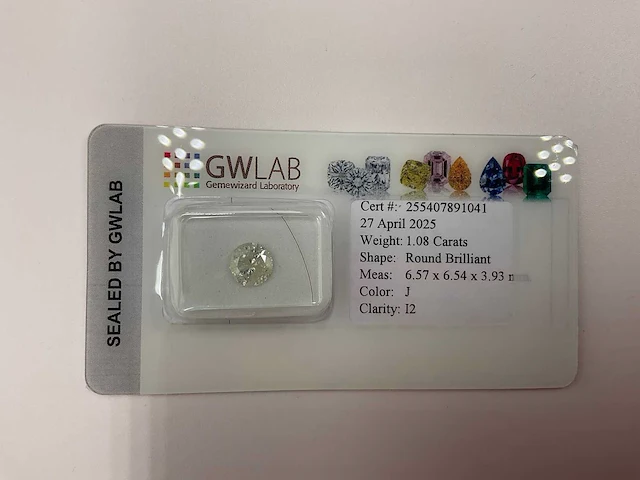 Diamant 1,08 crt. naturel kleur j - afbeelding 2 van  9