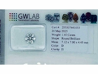 Diamant 1,40 crt. naturel kleur d - afbeelding 1 van  5