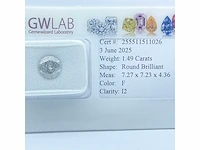 Diamant 1,49 crt. naturel kleur f - afbeelding 5 van  5