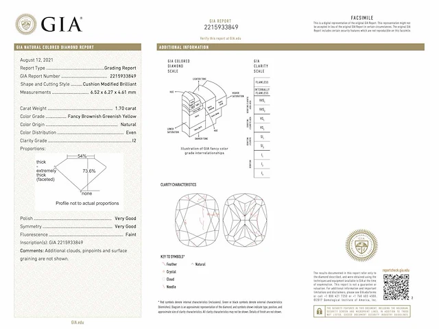 Diamant fancy colour 1.70 ct - afbeelding 3 van  6