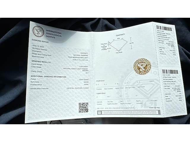 Diamant light pinkish - 0.5ct (igi gecertificeerd) - afbeelding 5 van  6