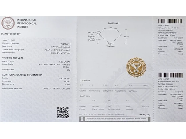 Diamant light pinkish - 0.5ct (igi gecertificeerd) - afbeelding 6 van  6