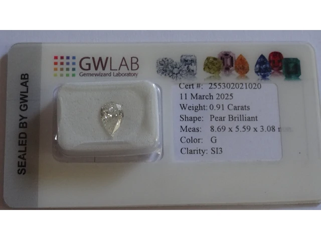 Diamant, natuurlijke diamant 0.91 ct - afbeelding 1 van  4