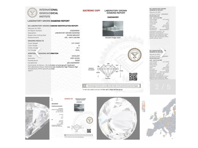 Diamant rond: 0.31 carat igi gecertificeerd - afbeelding 2 van  2