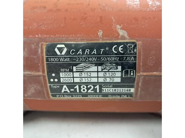 Diamantboormachine - 75mm - 230v, carat, a1821n, 2012 - afbeelding 4 van  5