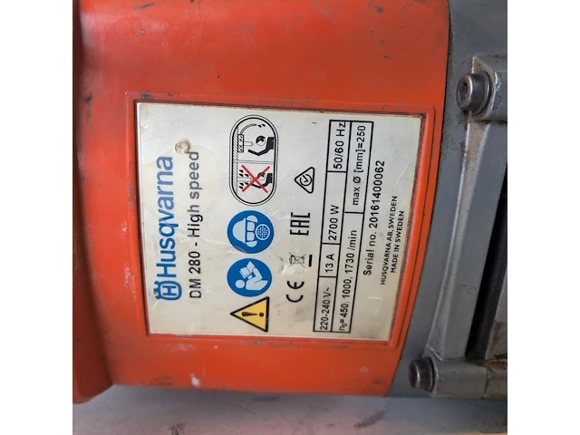 Diamantboormachine 250mm 230v ~, husqvarna, dm280, 2016 - afbeelding 2 van  10