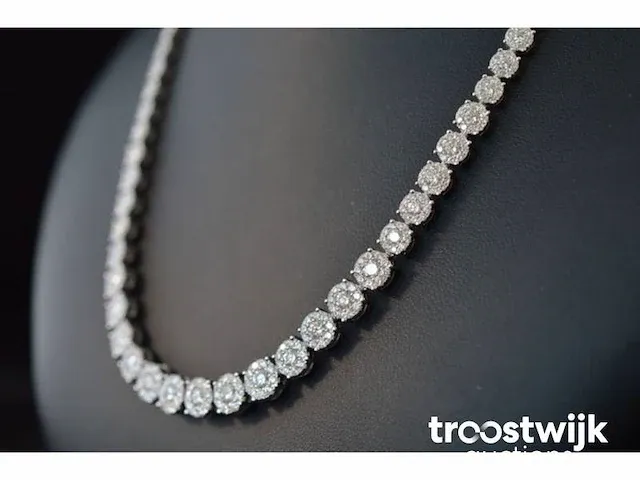 Diamanten collier met 800 briljant geslepen diamanten 12.00 carat - afbeelding 4 van  5