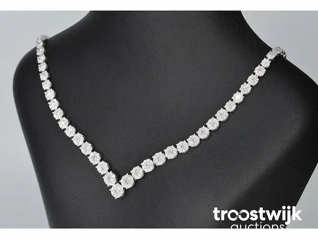 Diamanten collier met 850 briljant geslepen diamanten 8.00 carat - afbeelding 2 van  8