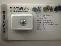 Diamond (natural) - 1.04 ct - round - f - i2 - afbeelding 6 van  6