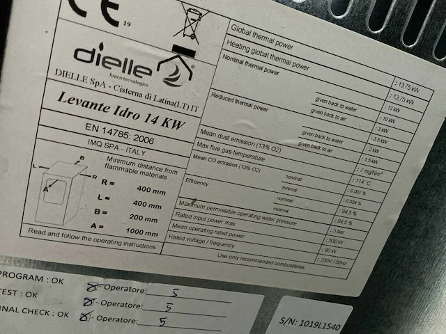 Dielle levante idro 14 kw pelletkachel - afbeelding 3 van  11