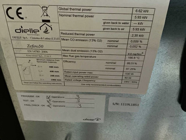 Dielle zefiro pelletkachel - afbeelding 9 van  9