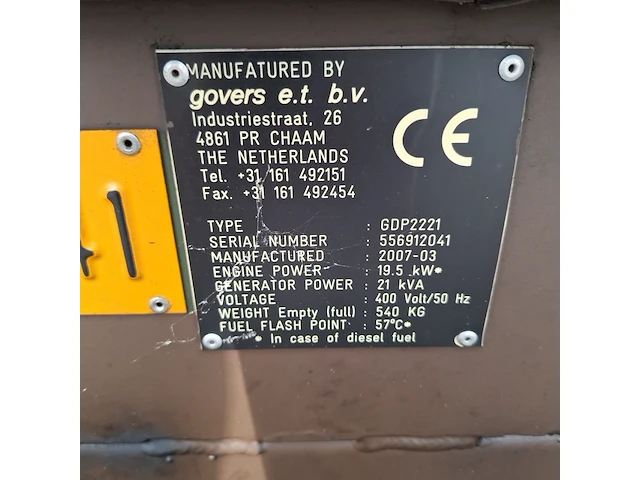 Diesel generator in houten transportkist, govers, gdp2221, 2006 - afbeelding 10 van  12