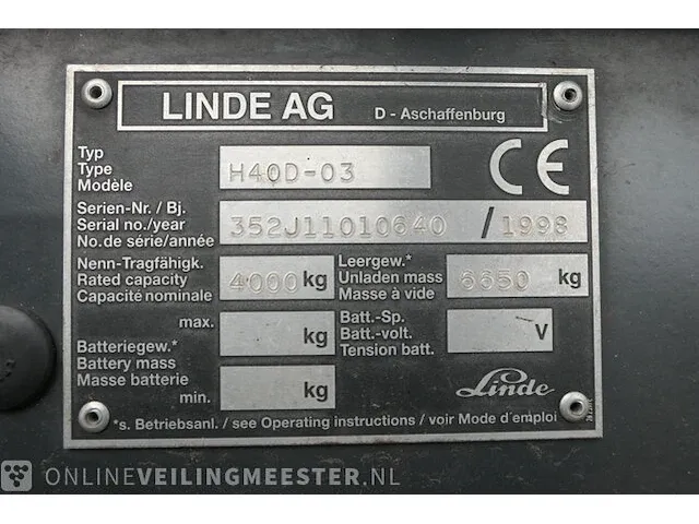 Diesel heftruck linde, h40d-03, bouwjaar 1998 - afbeelding 26 van  26