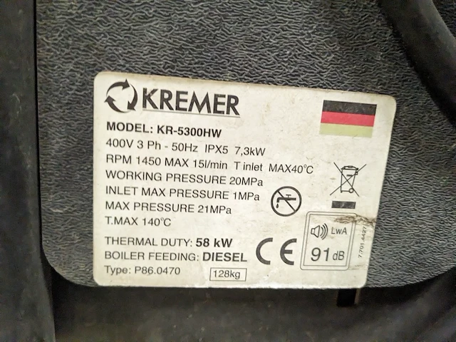 Diesel hogedrukreiniger, kremer, kr-5300hw - afbeelding 2 van  12