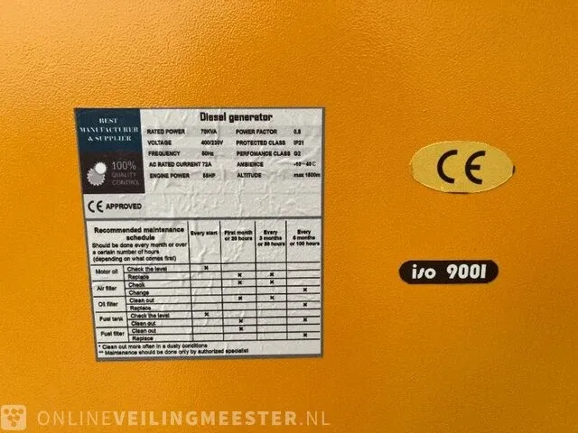 Dieselgenerator, noodstroomaggregaat 70kva metallo, bouwjaar 2023 - afbeelding 21 van  27