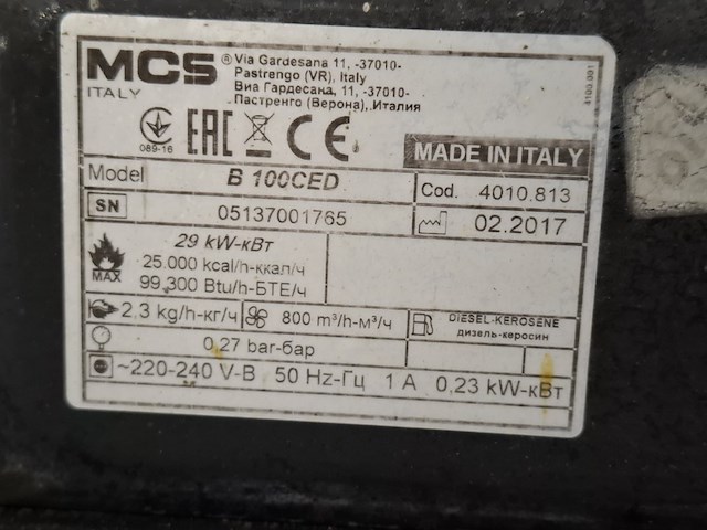 Dieselheater 36kw 230v master, b100ced, bouwjaar 2017 - afbeelding 3 van  6