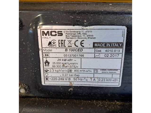 Dieselheater 36kw 230v master, b100ced, bouwjaar 2017 - afbeelding 5 van  5