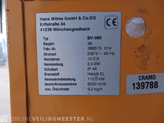 Dieselkachel indirect 134 kw wilms, bv 385, bouwjaar 2012 - afbeelding 2 van  14