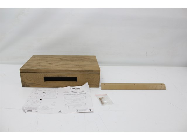 Differnz fonteinplank 40x25x10cm rechthoek met handdoekhouder bruin eiken - afbeelding 3 van  3