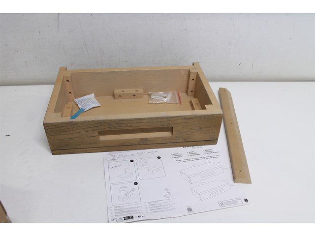 Differnz fonteinplank 40x25x10cm rechthoek met handdoekhouder bruin eiken - afbeelding 3 van  4