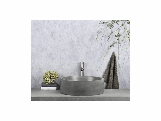 Differnz marba waskom beton donkergrijs rond 42 x 42 x 13 cm - afbeelding 2 van  2