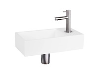 Differnz solid fonteinset wasbak solid surface wit rechte kraan mat chroom standaard greep - afbeelding 2 van  5
