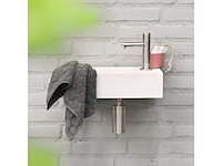 Differnz solid fonteinset wasbak solid surface wit rechte kraan mat chroom standaard greep - afbeelding 3 van  5