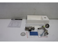 Differnz solid fonteinset wasbak solid surface wit rechte kraan mat chroom standaard greep - afbeelding 4 van  5