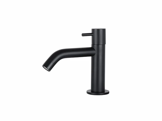 Differnz wastafelkraan gebogen - kraan koud water - toiletkraan - mat zwart - afbeelding 1 van  2