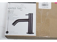 Differnz wastafelkraan gebogen - kraan koud water - toiletkraan - mat zwart - afbeelding 2 van  2