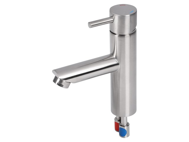 Differnz wastafelkraan recht mengkraan koud en warm toiletkraan mat chroom - afbeelding 1 van  2