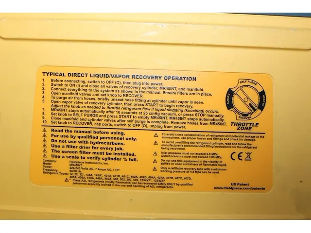 Digital refrigerant recovery machine fieldpiece mr45. - afbeelding 3 van  4