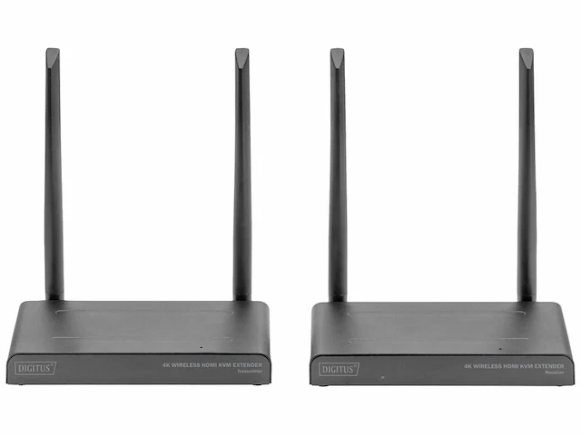 Digitus draadloze hdmi kvm extender set bereik tot 150 m ultrahd 4k/30hz pointtopoint hdmi loop out ir transmissie zwart - afbeelding 2 van  4