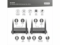 Digitus draadloze hdmi kvm extender set bereik tot 150 m ultrahd 4k/30hz pointtopoint hdmi loop out ir transmissie zwart - afbeelding 3 van  4